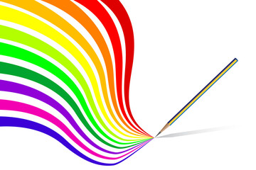 Poster - vector - colorful wavy / curvy abstract rainbows on a white background.