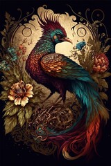 Naklejka na meble Boho style Phoenix cryptid, generative ai