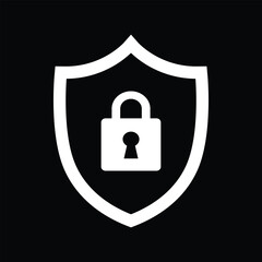 Security shield or virus shield lock line art icon for apps and websites
