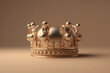Shiny golden crown with diamonds for king or queen, prince or princess. Unique treasure on nice light and cozy background for museum or personal royal jewerly collection. Generative AI Technology