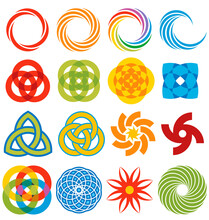 A Series Of Geometric Graphic Elements, All Based On Rings And Arcs.