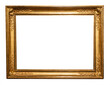 old horizontal rococo gold picture frame isolated