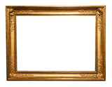 Fototapeta  - old horizontal rococo gold picture frame isolated