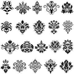 Canvas Print - Abstract damask emblem set for design use