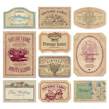 Collection Of Vintage Labels; Scalable And Editable Vector Illustrations