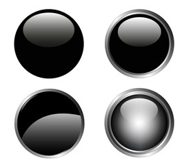 4 Classy Black Web Buttons with silver metallic edging