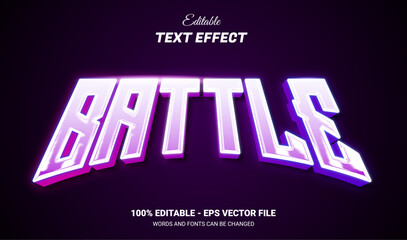 Wall Mural - Battle editable text style with neon light effect