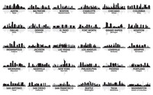 Incredible Set Of USA City Skyline. 30 Cities.