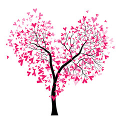 Wall Mural - Abstract vector heart tree, Valentine Day. Love, wedding background