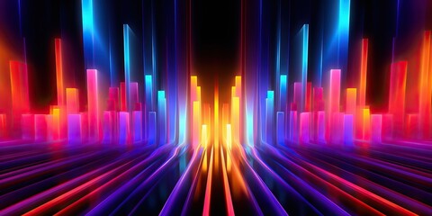 Wall Mural - vibrant technology neon colorful background, generative ai