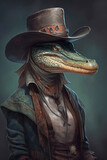 Fototapeta Tulipany - Portrait of an Alligator Cowboy