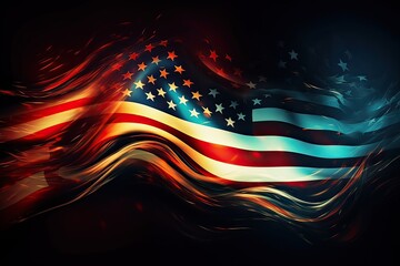 Wall Mural - Independence day abstract background with elements of the American flag in dark blue colors