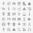 © anna_leni - Entertainment Line Icons Set. Vector Thin Outline Holiday Symbols.