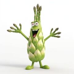 Wall Mural - Bring your design to life with this 3D illustration of a cute asparagus monster, generated using AI generative technology. Perfect for creative projects!