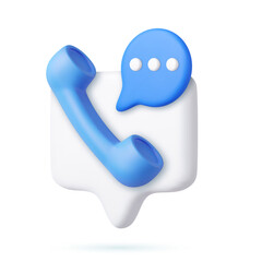 3d Phone handset with speech bubble.