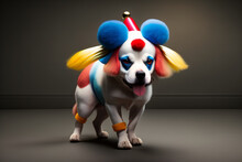 Cute Clown Style Dog. Created With AI Technology