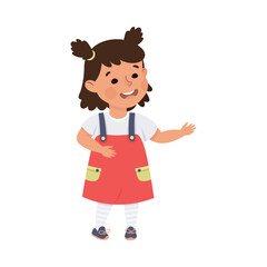 Wall Mural - Happy smiling little girl giving presentation vector illustration