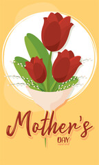 Wall Mural - Isolated floral boutique with roses Happy mother day Vector