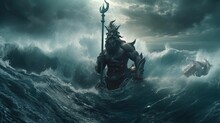 Neptune, The Roman God Of The Ocean And Waterways By Generative AI