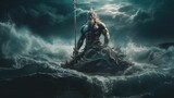 Poseidon, the Fierce Deity of the Seas and Weather in Greek Mythology by Generative AI