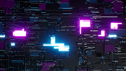 Glowing Neon light sci fi texture background 3d rendering