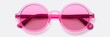 Pink sunglasses with rose tinted lenses on a solid background. (generative ai)