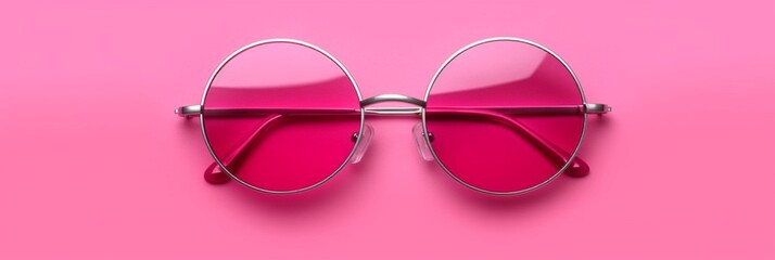 Wall Mural - Pink sunglasses with rose tinted lenses on a solid background. (generative ai)