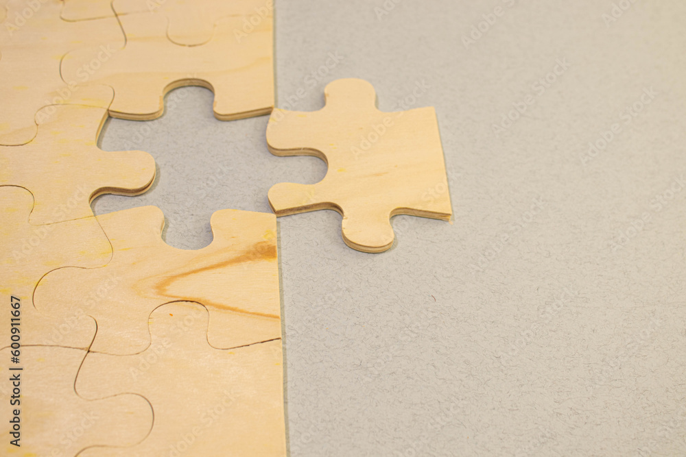 Jigsaw puzzle with missing piece. Missing puzzle pieces. Concept image