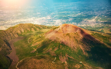 Canvas Print - Italian Vesuvius volcano from the air.