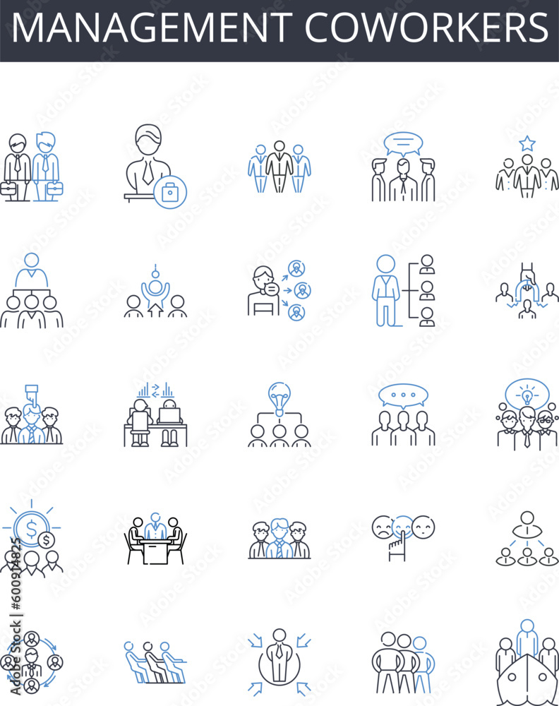 Management coworkers line icons collection. Profitability, Liquidity ...