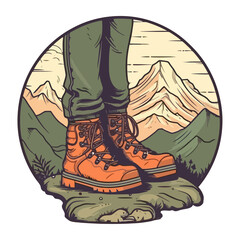 men hiking in nature, wearing hiking boots