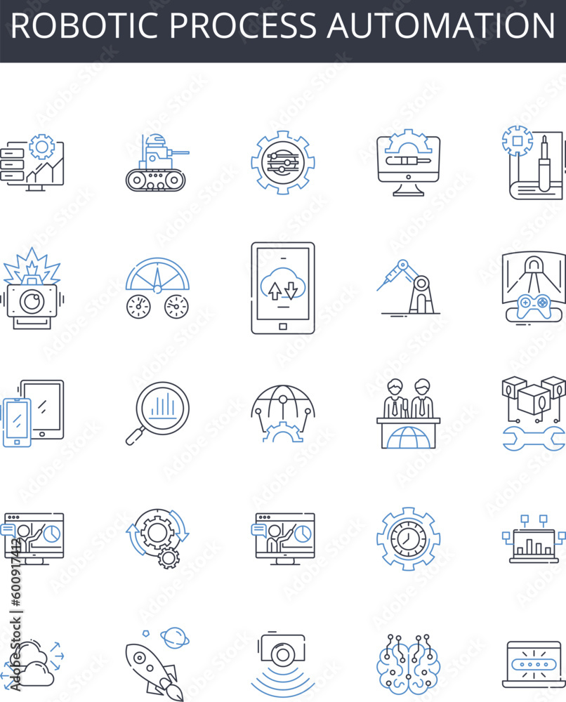 Robotic process automation line icons collection. Vulnerability ...