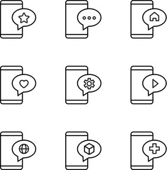 Wall Mural - vector outline signs and symbols drawn in flat style with black thin line. editable strokes. line ic