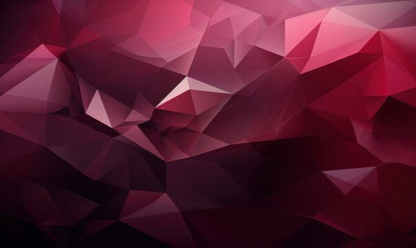 Abstract maroon color background or wallpaper with polygons, triangles or concave geometries, Generative AI