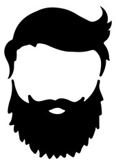 Wall Mural - Hair and beard black icon. Faceless male avatar