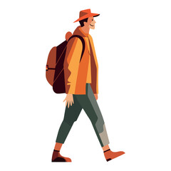 Poster - One person hiking with backpack in nature