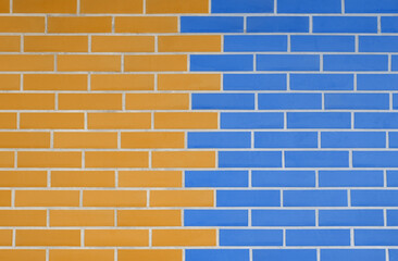 Sticker - Dark gold and blue brick wall as background