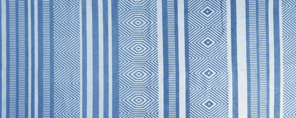 Texture of carpet with geometric pattern as background, closeup. Banner design