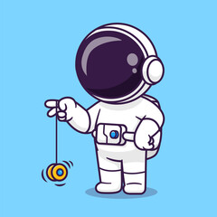 Wall Mural - Cute Astronaut Playing Yoyo Cartoon Vector Icon Illustration. Science Sport Icon Concept Isolated Premium Vector. Flat Cartoon Style