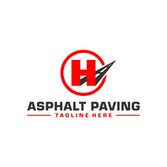 Poster - asphalt road vector illustration logo with letter H