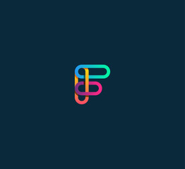 Letter F logo set with gradient design, concept of 5G, future and forward. Technology F letter logo.