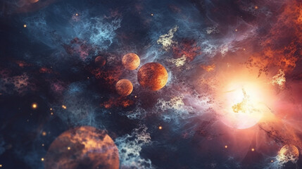 Wall Mural - Generative AI, an abstract background image with a cosmic theme