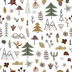 Seamless pattern from scandinavian forest. Vector illustration for your design.