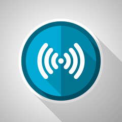 Aufkleber - Wifi symbol, flat design vector blue icon with long shadow