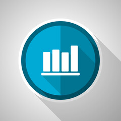 Leinwandbilder - Bar chart symbol, flat design vector blue icon with long shadow.