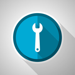Aufkleber - Tool symbol, flat design vector blue icon with long shadow