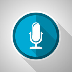 Fototapete - Microphone symbol, flat design vector blue icon with long shadow