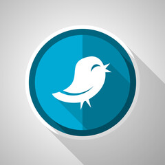 Poster - Twitter symbol, flat design vector blue icon with long shadow