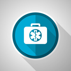 Fototapete - Rescue kit symbol, flat design vector blue icon with long shadow