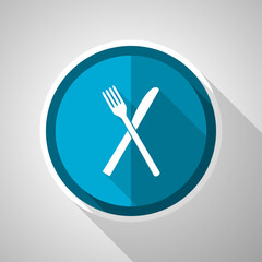 Poster - Restaurant symbol, flat design vector blue icon with long shadow